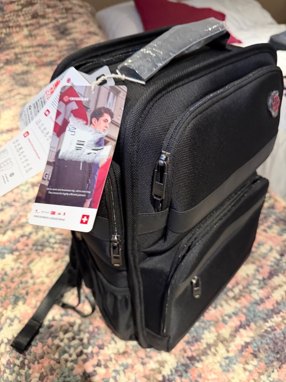 SwissGear Black Travel Backpack with Multiple Compartments